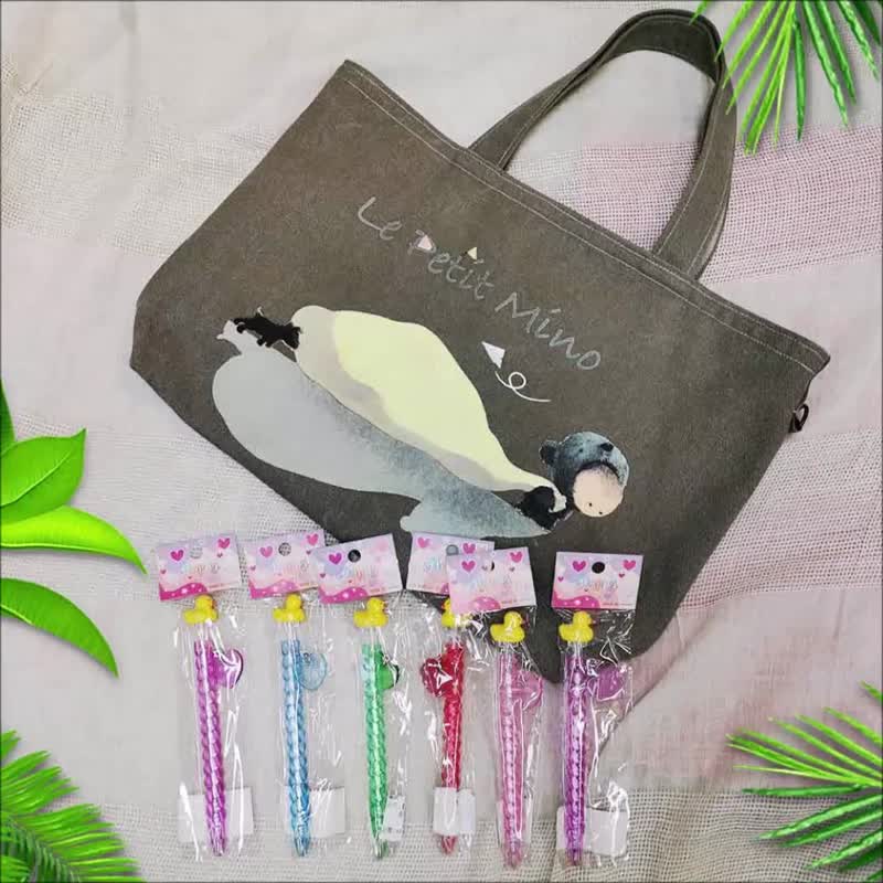 Special Offer Combo Choices Tote Handbag Yellow Duck Mechanical Pens Set of 7 - กระเป๋าถือ - ผ้าฝ้าย/ผ้าลินิน หลากหลายสี