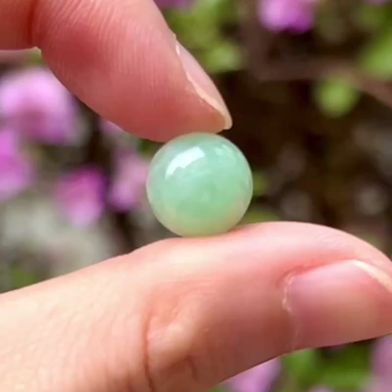 冰種 天然翡翠 緬甸 A玉 玉鐲 • 糯冰種青碧翡翠單珠 - 項鍊 - 玉石 綠色