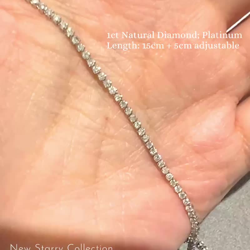無限鑽網球手鍊- 1克拉天然鑽石鉑金手鍊 - 手鍊/手環 - 貴金屬 銀色