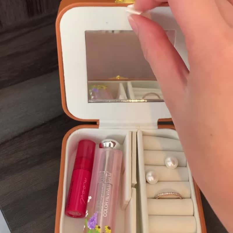 歐式奢華首飾盒 西洋書法 英文名 手繪花 玫瑰 手飾品 - 耳環/耳夾/耳骨夾 - 人造皮革 咖啡色