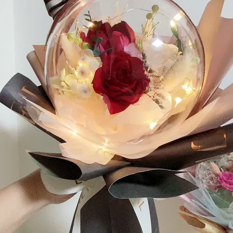 Pop Ball Preserved Bouquet Bear Preserved Bouquet Rose Bouquet Bouquet - Items for Display - Plants & Flowers Red