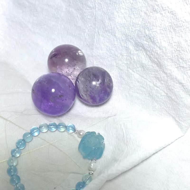 SS23| Blue Peony | Aquamarine (clean and transparent Aquamarine) - Bracelets - Crystal Blue