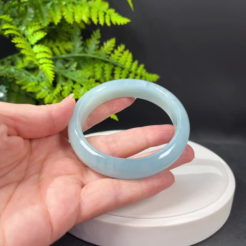 海藍寶手鐲 59MM 藍天白雲透感星光潤藍寶石手環 靈感能量清新 - 手鍊/手環 - 寶石 藍色