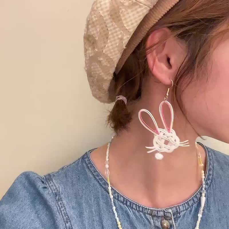 Mizuhime Series_Rabbit Earrings - Earrings & Clip-ons - Other Materials White