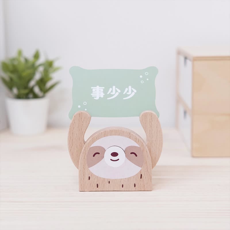 [HOLD Business Card Holder-Sleepy Sloth] Business Card Storage/Office Accessories - Card Stands - Wood Multicolor