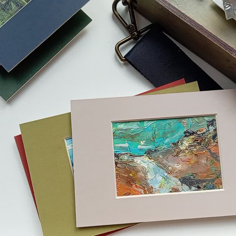 ACEO Original Art Oil Landscape. Collectible Miniature 2.5x3.5 inch - 壁貼/牆壁裝飾 - 紙 多色