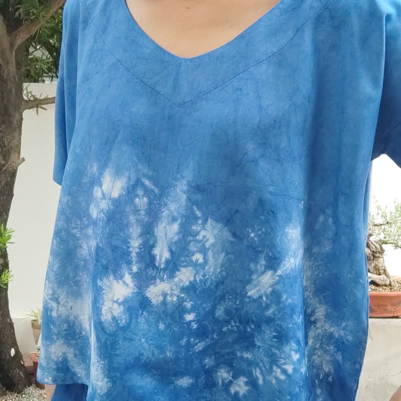 Viola Top - Cool Indigo Tie Dyed Top - Women's Tops - Cotton & Hemp Blue