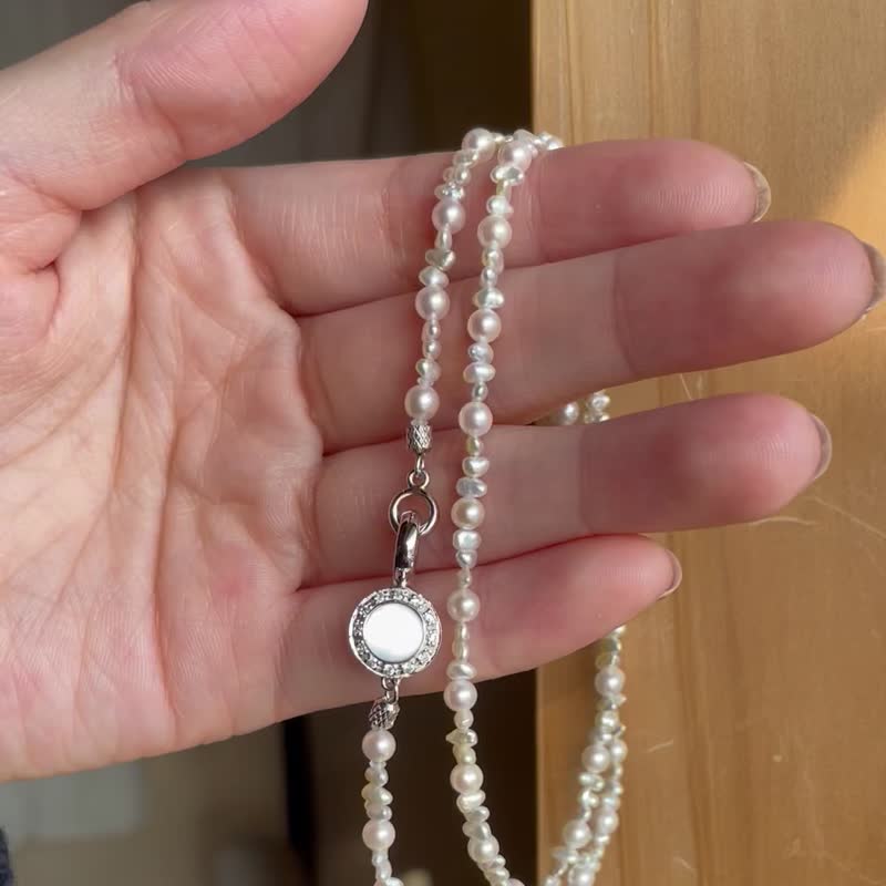 Akoya pearl and pearl mustard necklace - สร้อยคอ - ไข่มุก ขาว