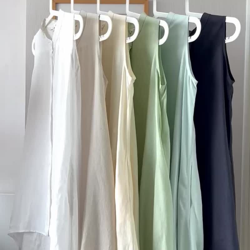 cream color / fishtail linen dress /100% linen - 洋裝/連身裙 - 亞麻 黃色