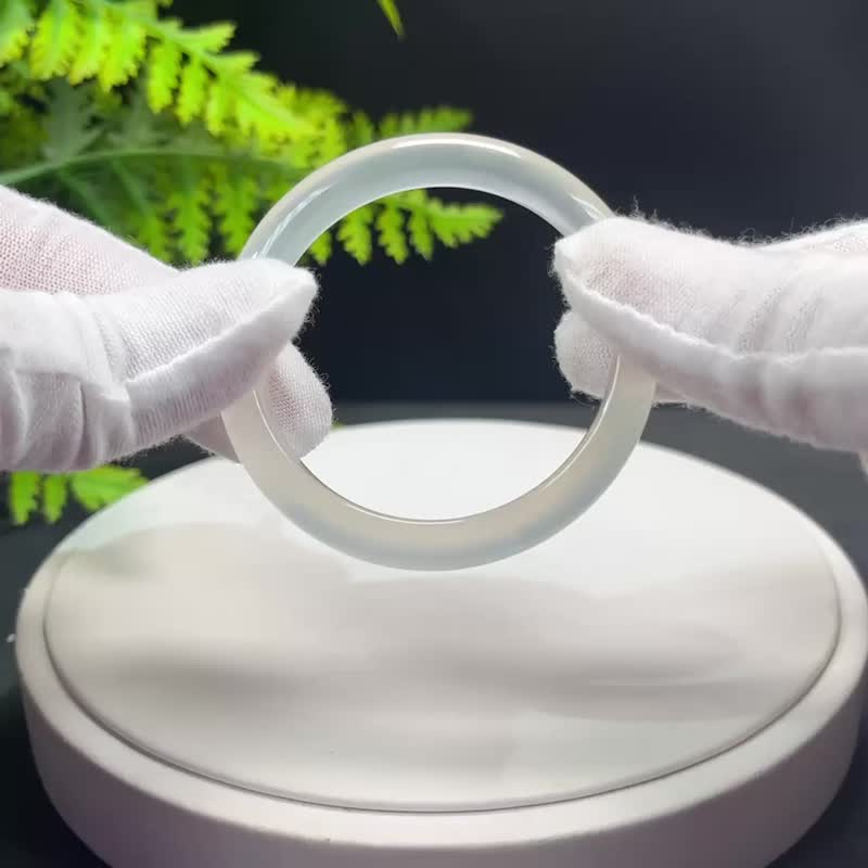 精品 淺香檳白瑪瑙手鐲 47+MM 冰透起剛 玉髓手環 友誼情感柔和 - 手鍊/手環 - 半寶石 