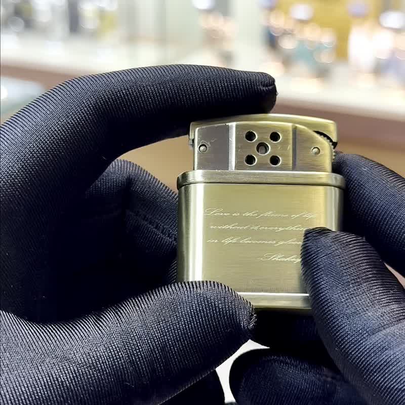 快速出貨【FREED】復古拉絲黃銅煤油打火機 客製化刻字 男生 禮物 - 其他 - 其他金屬 橘色