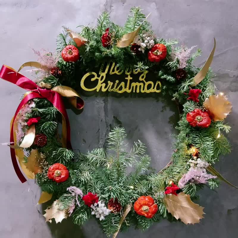 wish a merry christmas fresh cedar nobel pine Christmas 35cm archangel wreath self-pickup - Dried Flowers & Bouquets - Plants & Flowers Green