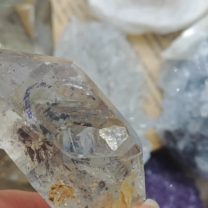 天然雙尖閃靈鑽|活動黑沙|能量石|冥想水晶|最佳療癒水晶 - 擺飾/家飾品 - 水晶 