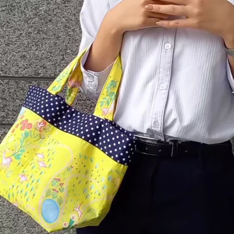 momode colorful tote bag: yellow - กระเป๋าถือ - ผ้าฝ้าย/ผ้าลินิน สีเหลือง