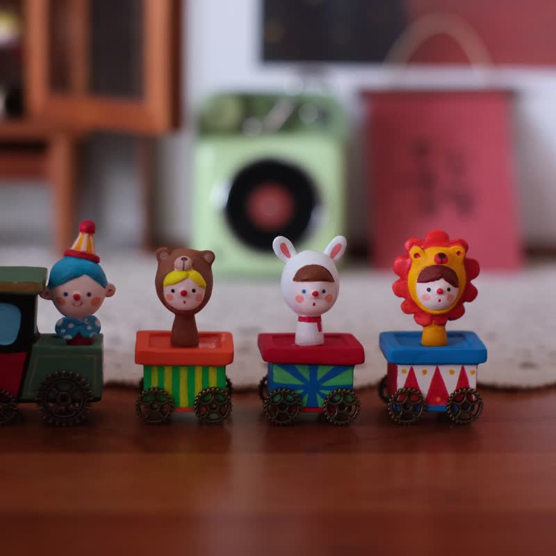 【Cotton Planet】Retro Toy Series-Circus Train - Stuffed Dolls & Figurines - Clay Multicolor