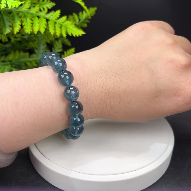 高品質魔鬼綠海藍寶手串高冰透體綠藍圓珠手鏈女氣質三月生辰11mm - 手鍊/手環 - 寶石 