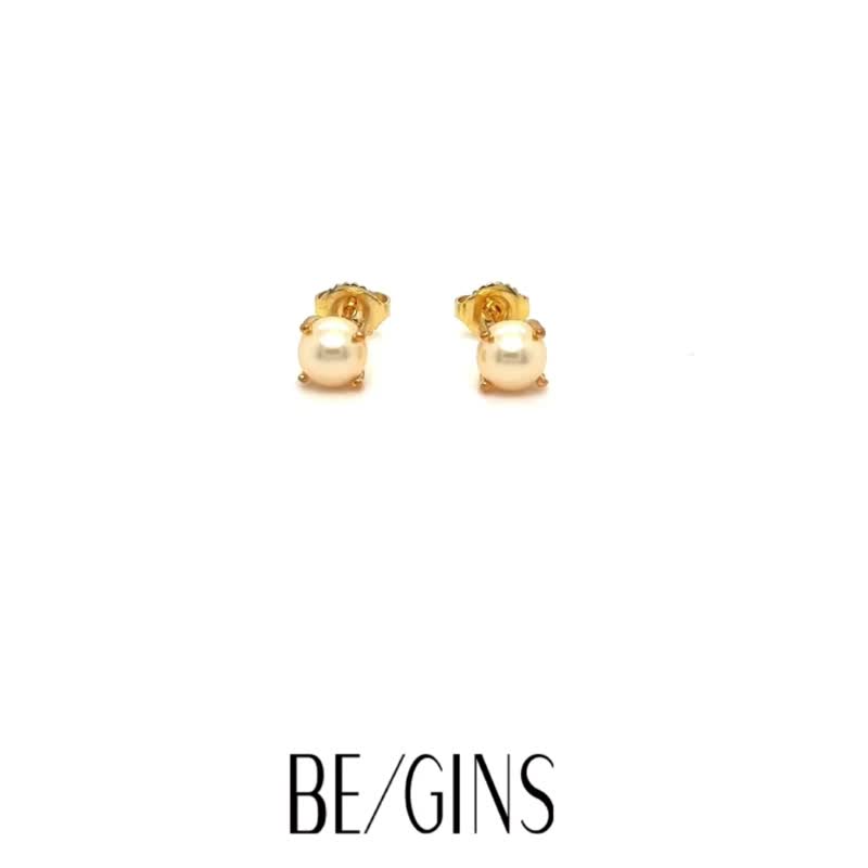 BB PEARL LIGHT GOLD EARRINGS - Earrings & Clip-ons - Sterling Silver Gold