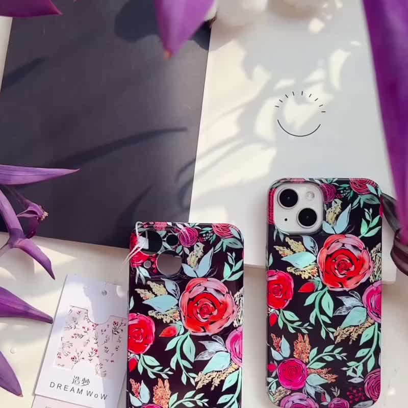 Xiangwu Rose Dream Original Mobile Phone Case Hand-painted Retro Trendy Brand Style Film-friendly Xiaomi Full Cover Opening Case - Phone Cases - Other Materials 