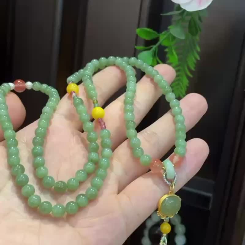 秒殺價 和田玉碧玉毛衣鏈吊墜 - 項鍊 - 玉石 