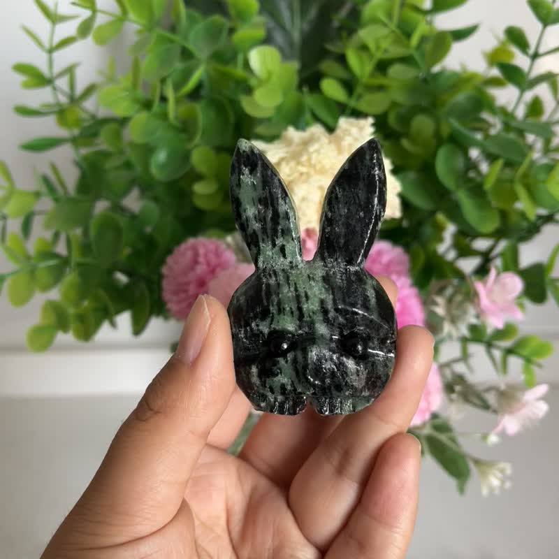 Lucky rabbit red and green treasure rabbit gather wealth and fortune desktop ornaments desktop cute pet zodiac rabbit with opening - ของวางตกแต่ง - คริสตัล 
