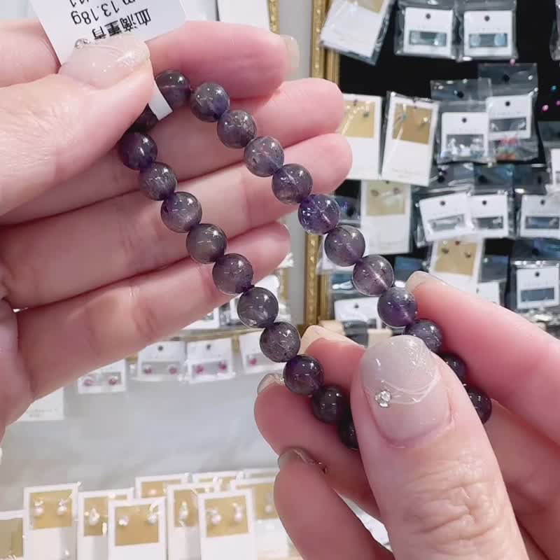 Natural blue-purple blood drop hematite 7mm 13.18g crystal hand beads to keep money, increase popularity, develop spiritual talents - Bracelets - Crystal Blue