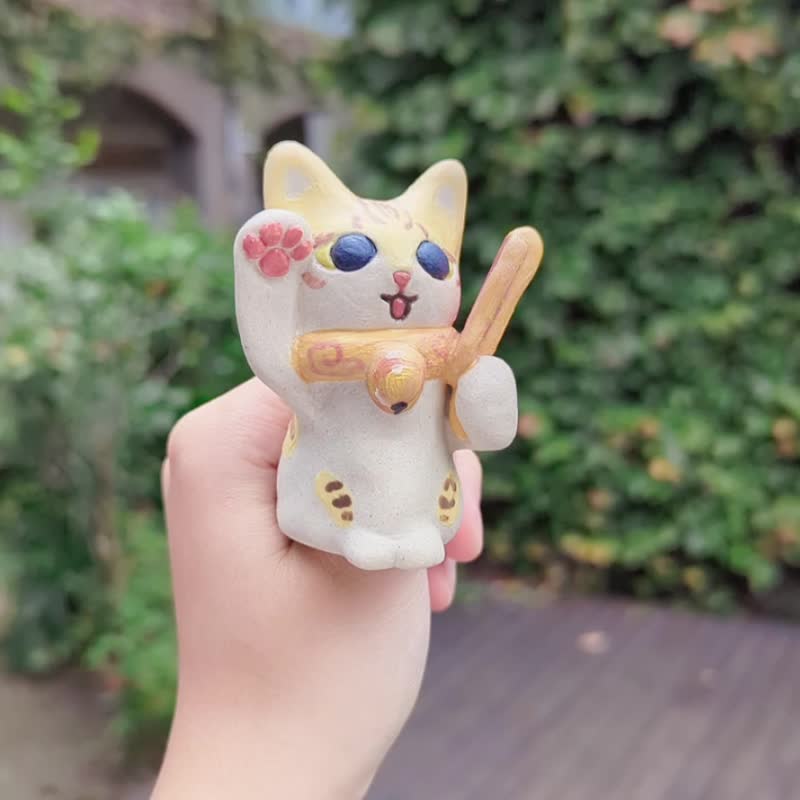 布袋橘貓 - 陶藝招財貓 | 幸運七福貓 | 送禮最佳選擇 - 公仔/玩偶 - 陶 橘色