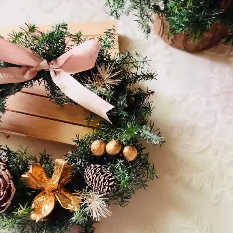 迷你聖誕小花圈 - 乾燥花/永生花 - 植物．花 綠色
