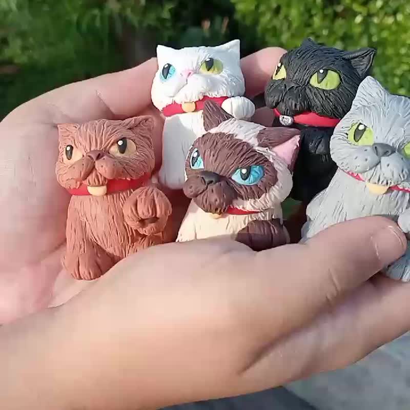 Inhaler case, inhaler, Thai auspicious cat pattern, clay, handmade - 擺飾/家飾品 - 其他材質 多色