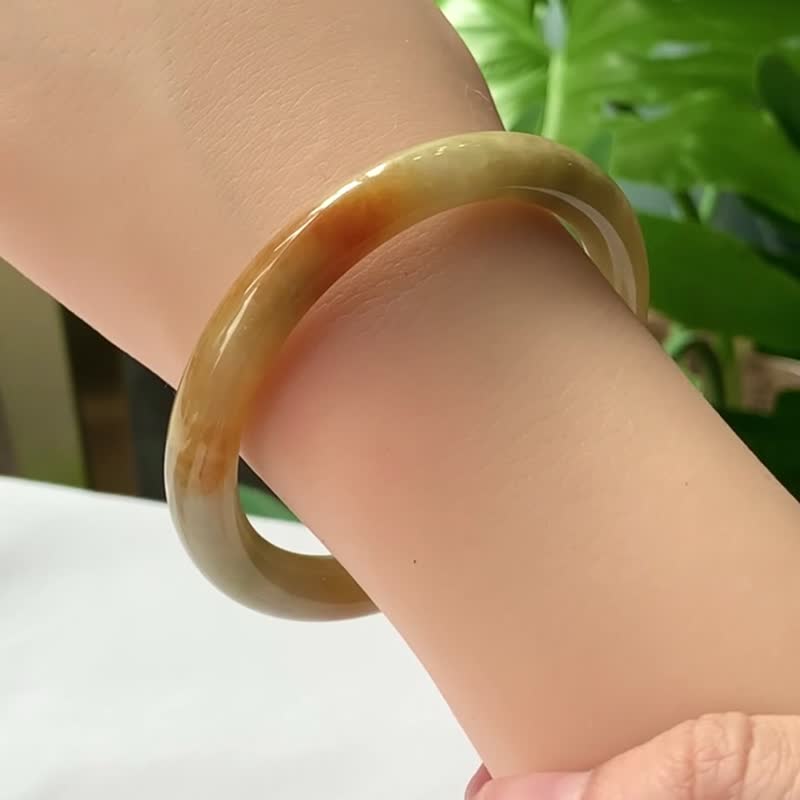 冰焦糖 | 冰糯種蜜糖黃翡美人條 / 手圍17.5 | 天然A貨翡翠手鐲 - 手鍊/手環 - 玉石 黃色