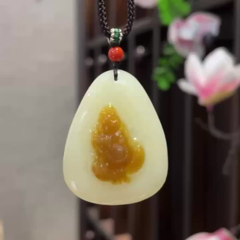 秒殺價 天然和田玉糖料佛吊墜 - 吊飾/掛飾 - 玉石 