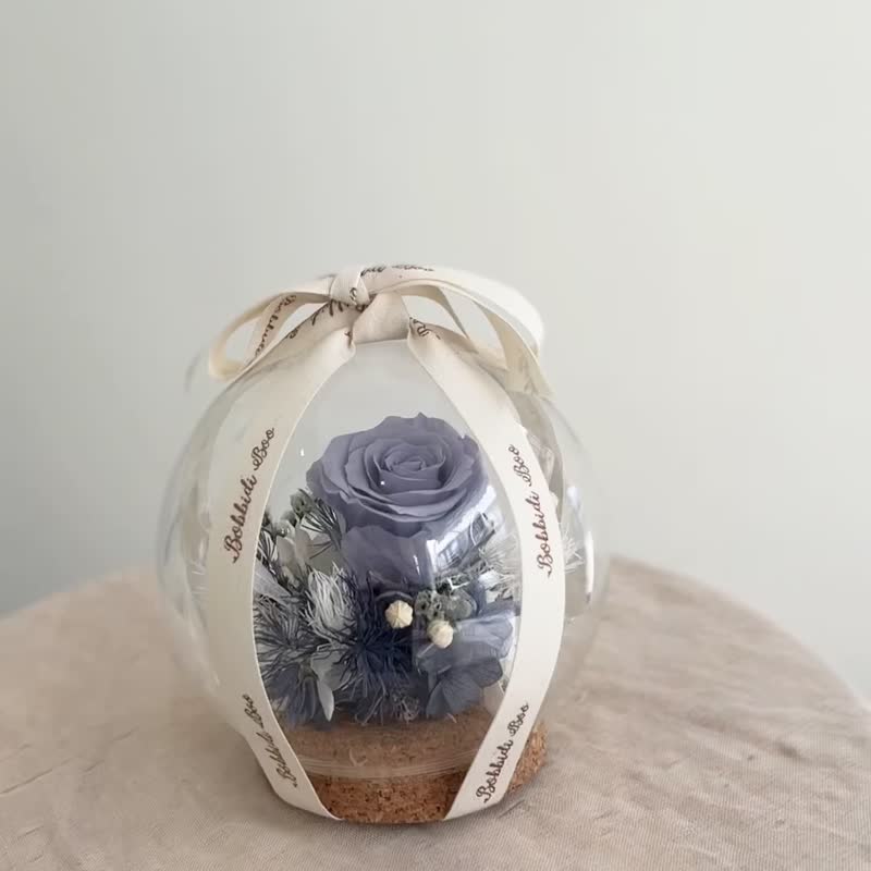 【永生玫瑰花玻璃球】• 情人節禮物/生日禮物/永生花/永生玫瑰花 - 乾燥花/永生花 - 植物．花 藍色