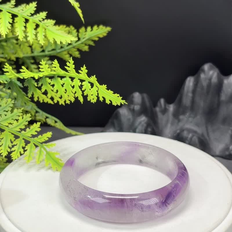 Amethyst Bracelet 61+MM Ice Transparent Starlight Sparkle Dreamy Gradient Purple Crystal Bracelet for Good Luck and Protection - Bracelets - Crystal Purple