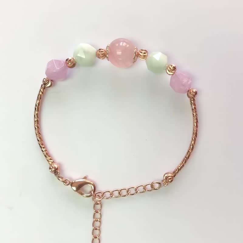 甜美心情 紫水晶 粉晶 海紋石  水晶手鏈 天然石 生日禮物 愛情運 - 手鍊/手環 - 水晶 白色
