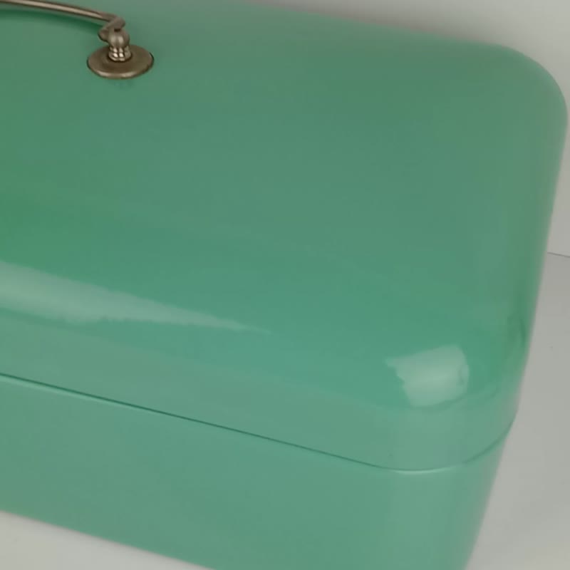 Vintage Antique Bread Box Bin Enamel Enamelware Dutch Large Mint Green - 居家收納/收納盒/儲物盒 - 琺瑯 綠色