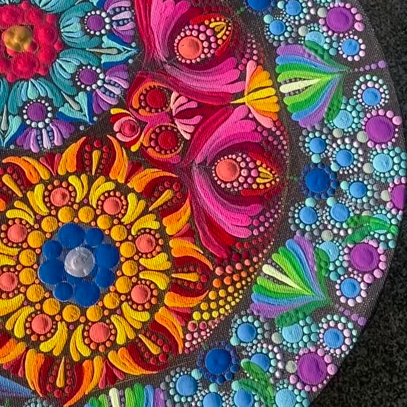 陰陽の舞 エネルギーマンダラ画 風水画 手描きオーダー 魂の約束 五行円満 - ポスター・絵 - コットン・麻 