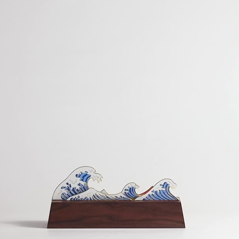 風に乗って波を砕く流砂絵画中国古代韻ギフトボックス室内装飾オフィス装飾ビジネスギフト - 置物 - 木製 