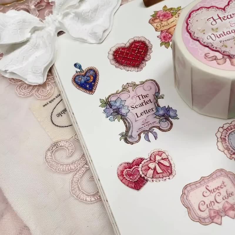 Washi_Heart & Vintage Label - 紙膠帶/和紙/PET - 紙 