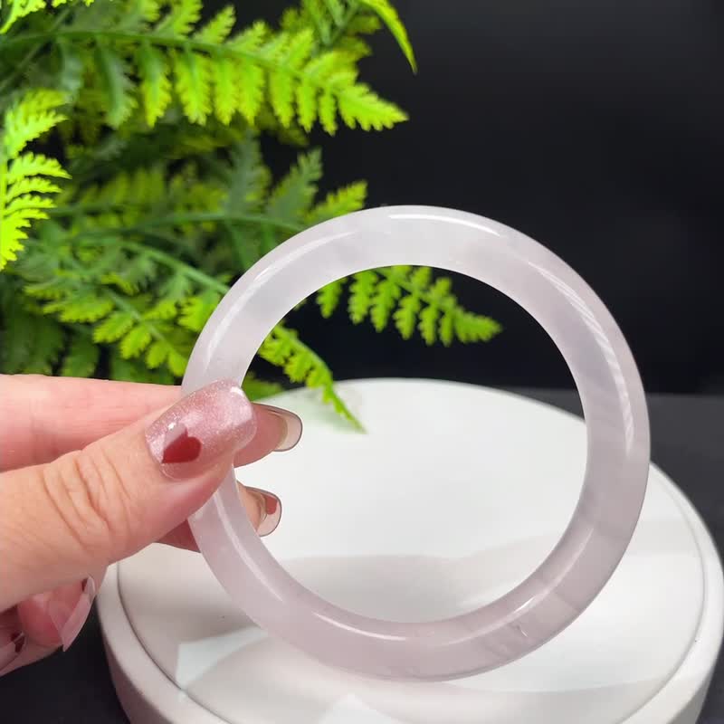 精品 粉晶手鐲 61+MM 冰透星光閃片淺粉色玫瑰石英手環 溫柔粉嫩 - 手鍊/手環 - 水晶 粉紅色
