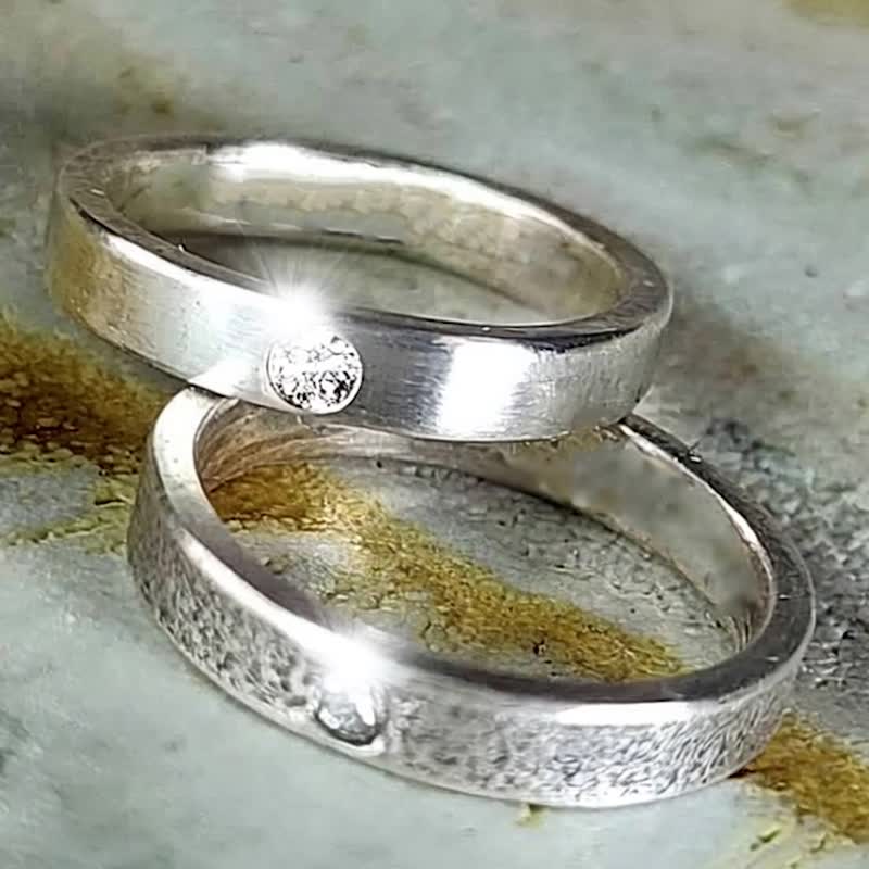 【Captain Flint手作銀飾】人造鑽石999純銀手作戒指 CVD培育鑽石 - 戒指 - 鑽石 白色