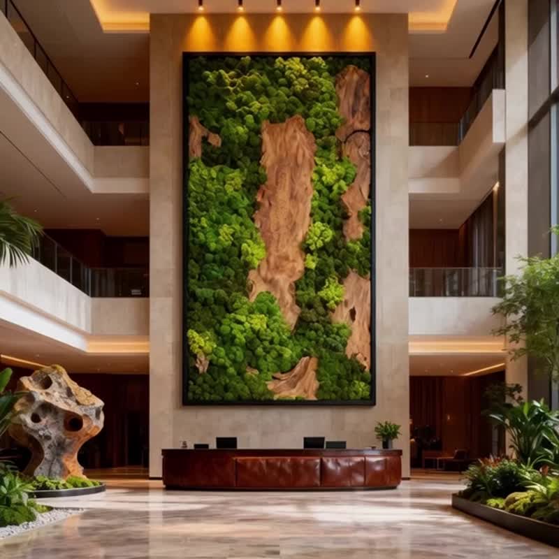 無垢材のプリザーブド苔装飾画 / 自由な組み合わせの掛け軸 / インテリア装飾 / 商業空間 - 置物 - 木製 