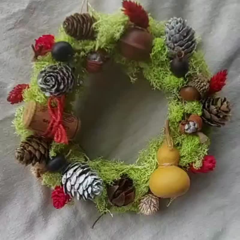 森林漫步乾燥花圈 聖誕禮物 交換禮物 聖誕花圈 - 壁貼/牆壁裝飾 - 植物．花 