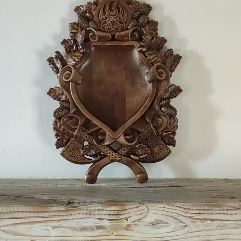 Plaque carved board for trophies, Antler Plaques, hunters gifts, Wooden Carved - 壁貼/牆壁裝飾 - 木頭 咖啡色