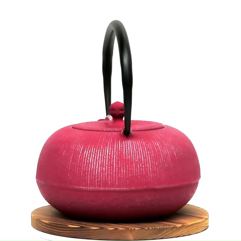 南部鐵器 茶壺 平丸千筋 0.7L 銀粉紅色 日本製 - 茶壺/茶杯/茶具 - 其他金屬 粉紅色