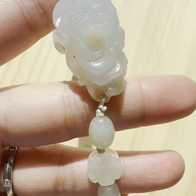 Handmade Jade Bracelet - Frosted Peony Grace - 手鍊/手環 - 玉石 藍色