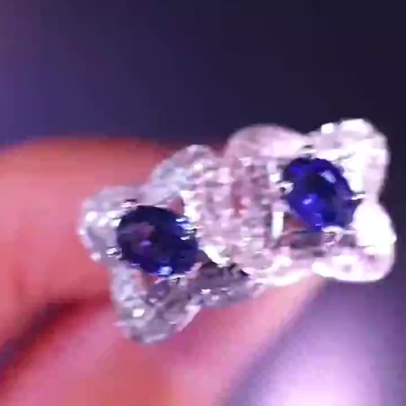 Small boutique sapphire earrings (emerald. sapphire. ruby. tourmaline. Stone) - Earrings & Clip-ons - Gemstone Blue