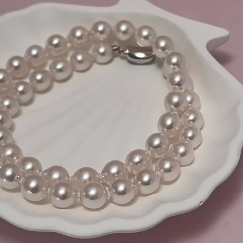 Strand Natural Saltwater Pearls Akoya Queen Gold Necklace - Necklaces - Pearl Gold