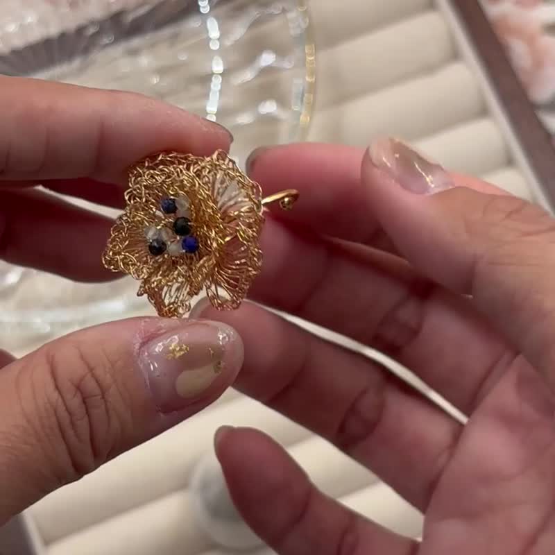【金屬編織】重花戒指-可調整戒圍 - 戒指 - 貴金屬 