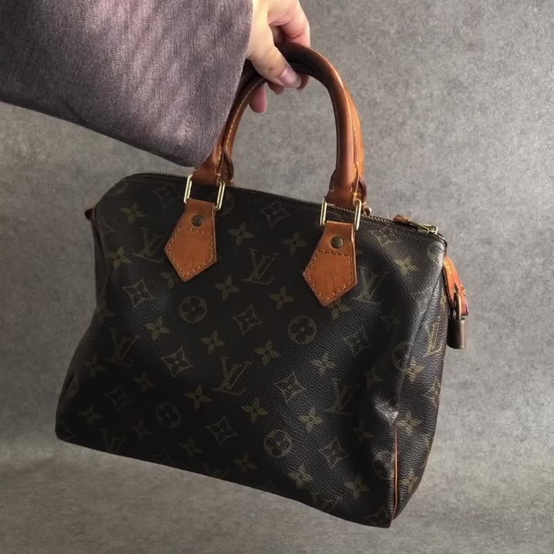 【 日本直送　名牌中古包 】LOUIS VUITTON モノグラム ハンドバッグ ブラウン PVC レザー スピーディ25 ミニボストン pg4nya - 手提包/手提袋 - 防水材質 咖啡色