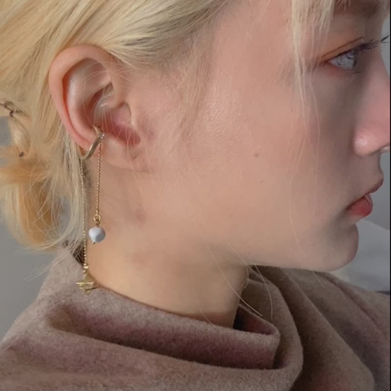 ONCE LITE | Nomadic* Guardian White Turquoise Ear Clip-On - ต่างหู - ทองแดงทองเหลือง ขาว