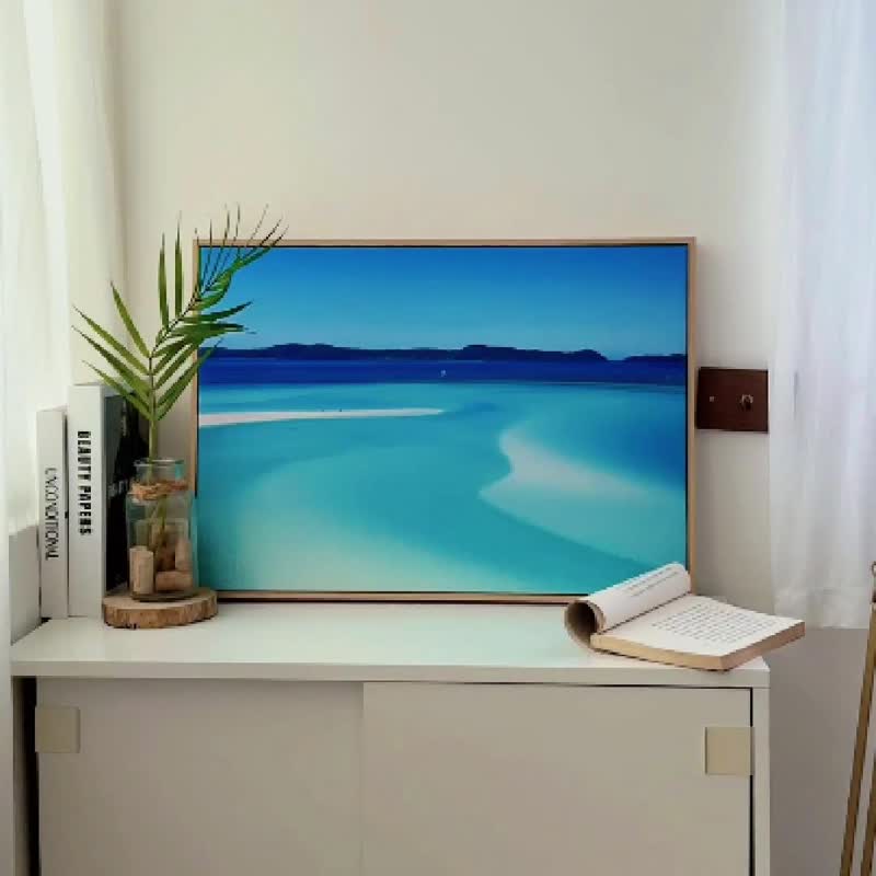 【微瑕特惠】【福利品】淺海白沙 -海鳥/掛畫/沙灘/風景/客廳掛畫 - 海報/掛畫/掛布 - 棉．麻 藍色